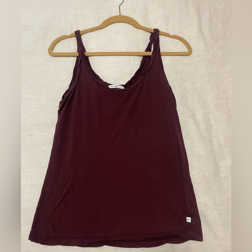 James Perse Scoop Neck Twist Tank Top in Maroon - Size 3 (small/medium)